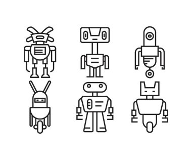Robot simgeleri vektör illüstrasyonunu ayarla