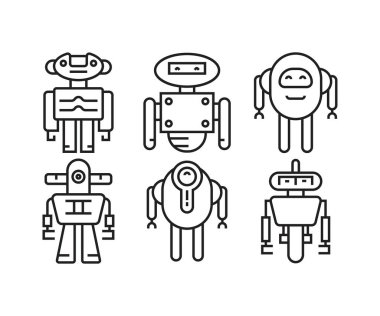 Robot simgeleri vektör illüstrasyonunu ayarla