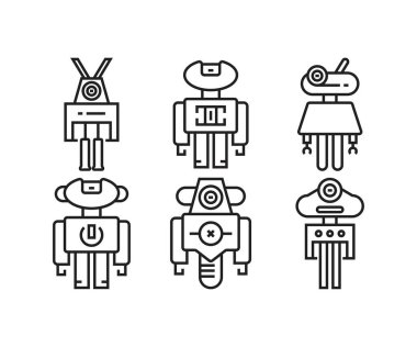 Robot simgeleri vektör illüstrasyonunu ayarla