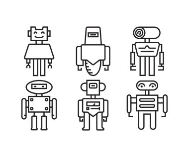 Robot simgeleri vektör illüstrasyonunu ayarla