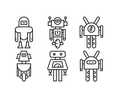 Robot simgeleri vektör illüstrasyonunu ayarla