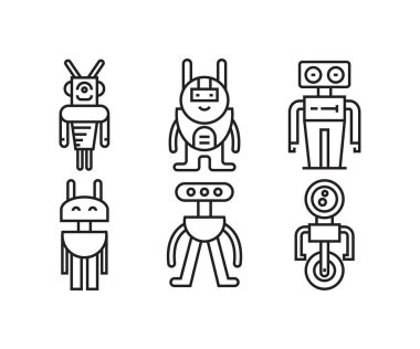 Robot simgesi çizgisi çizimi