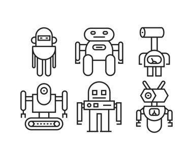 Robot simgesi çizgisi çizimi