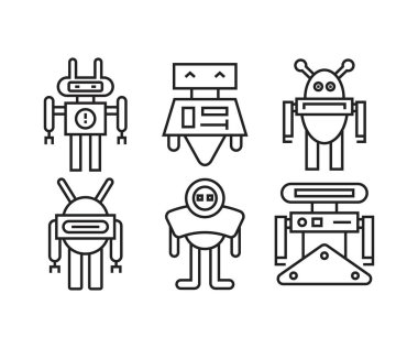 Robot simgesi çizgisi çizimi