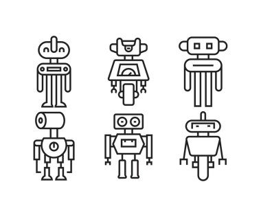 çizgi robot simgeleri çizgi çizimi