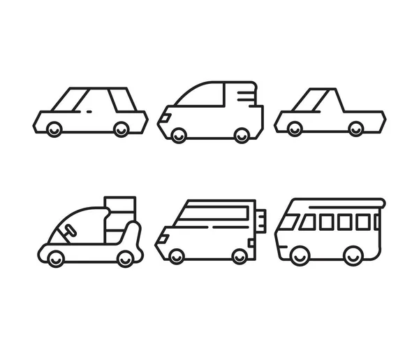 Иконки Автомобилях Транспортных Линиях — стоковый вектор