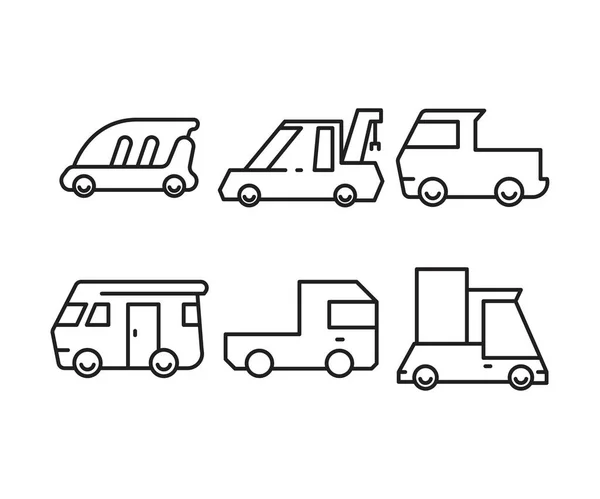 Symbole Für Auto Und Transportleitung Gesetzt — Stockvektor