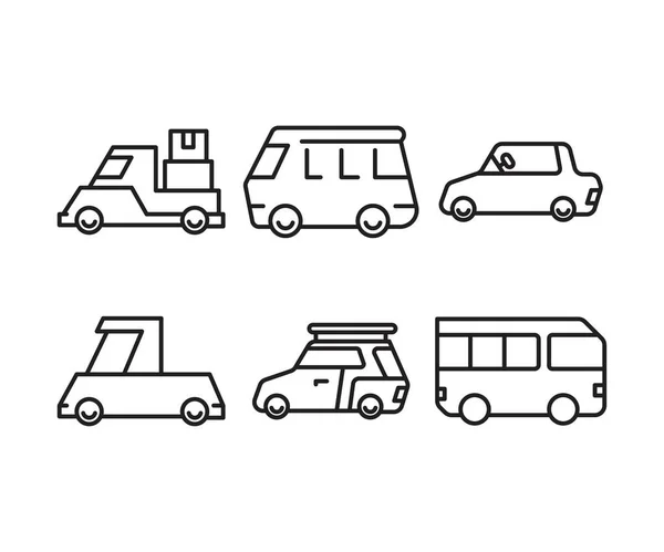 Ikon Jalur Mobil Dan Transportasi Ditata - Stok Vektor