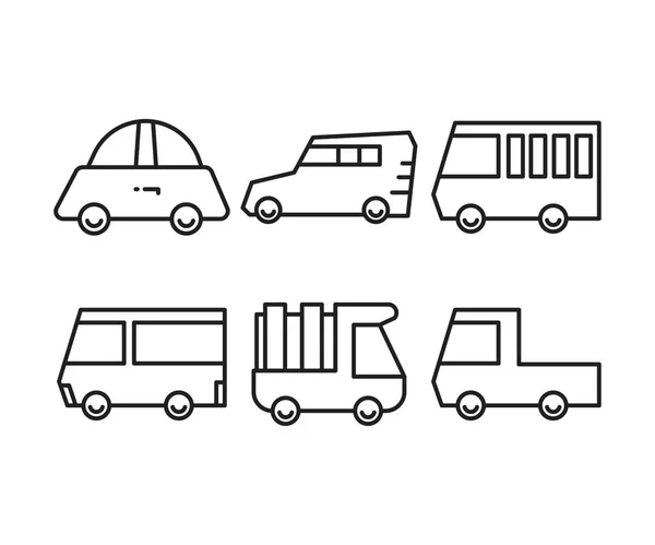 Voiture Ligne Transport Icônes Ensemble — Image vectorielle