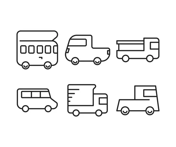Иконки Автомобилях Транспортных Линиях — стоковый вектор