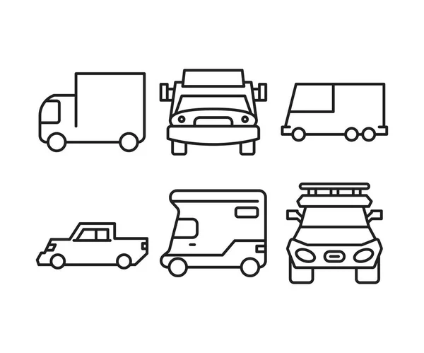 Set Icone Auto Trasporti — Vettoriale Stock