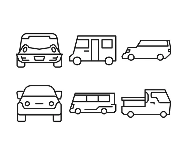 Σύνολο Εικονιδίων Γραμμής Αυτοκινήτων Και Μεταφορών — Διανυσματικό Αρχείο