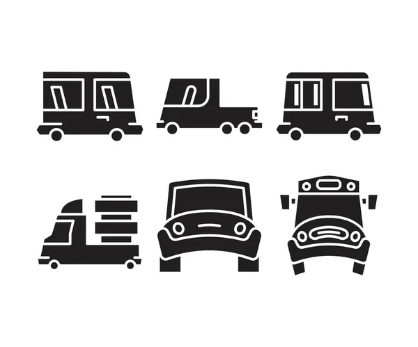 Ícones Carro Transporte Conjunto Vetor Ilustração —  Vetores de Stock