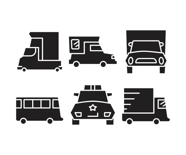 Auto Trasporto Icone Set Vettoriale Illustrazione — Vettoriale Stock