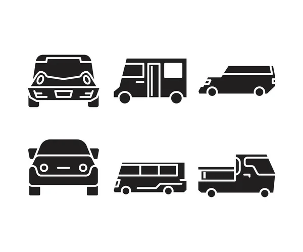 Auto Trasporto Icone Set Vettoriale Illustrazione — Vettoriale Stock