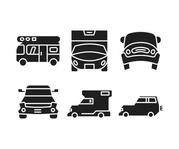 Auto Und Transport Symbole Setzen Vektor Illustration — Stockvektor