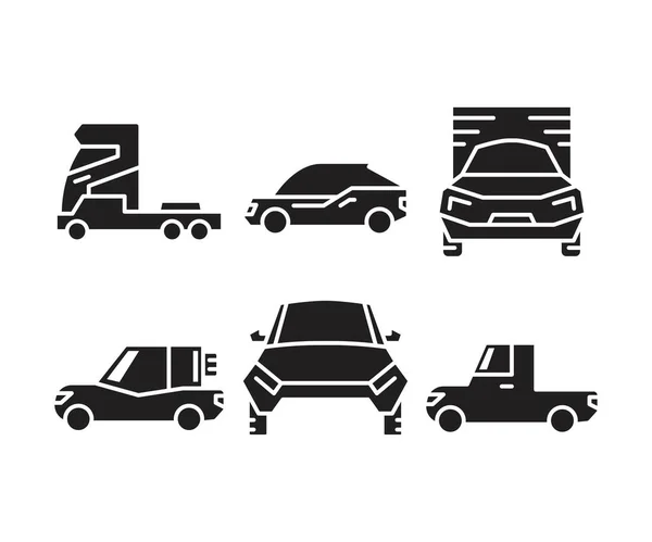 Εικονίδια Αυτοκινήτων Και Οχημάτων Που Διανυσματική Απεικόνιση — Διανυσματικό Αρχείο