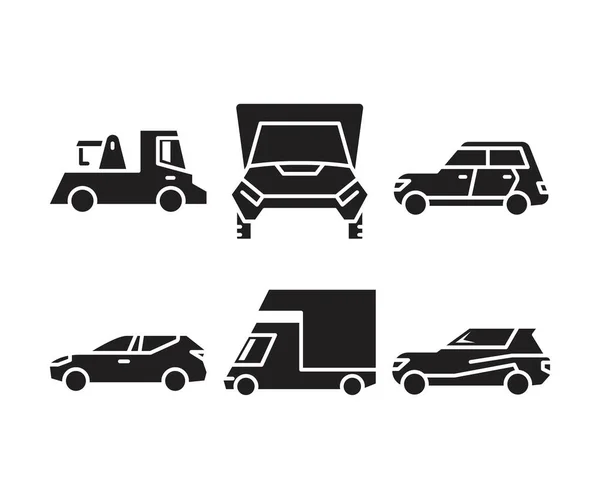 Auto Und Fahrzeug Icons Setzen Vektor Illustration — Stockvektor