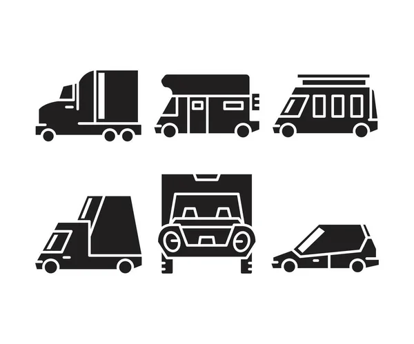Car Vehicle Icons Set Vector Illustration — Stock Vector