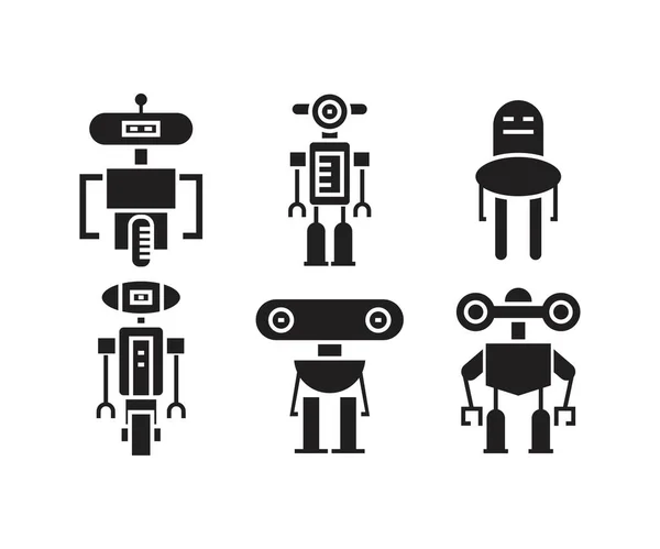 Smart Humanoid Robot Glyph Icons Set — Stockový vektor