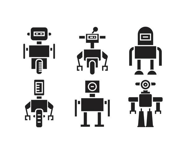 Inteligente Humanoide Robot Glifo Iconos Conjunto — Archivo Imágenes Vectoriales
