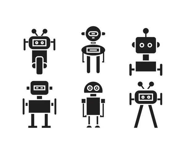 Smart Humanoid Robot Glyph Icons Set — Stockový vektor