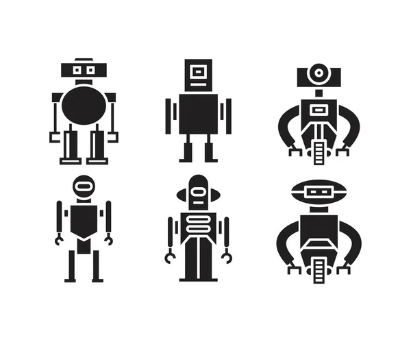 Smart Humanoid Robot Glyf Ikoner Som — Stock vektor