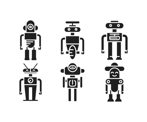 Vektorová Ilustrace Ikon Robotů — Stockový vektor