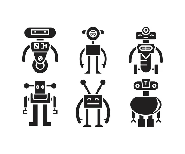 Robot Ikon Set Vektor Illustration — Stock vektor