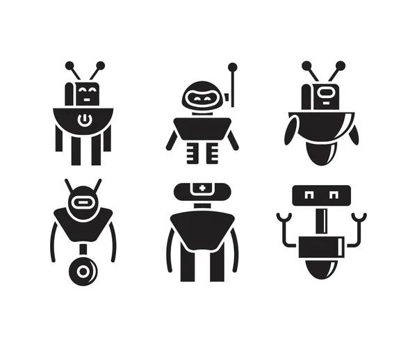 Robot Avatar Ikoner Vektor Illustration — Stock vektor