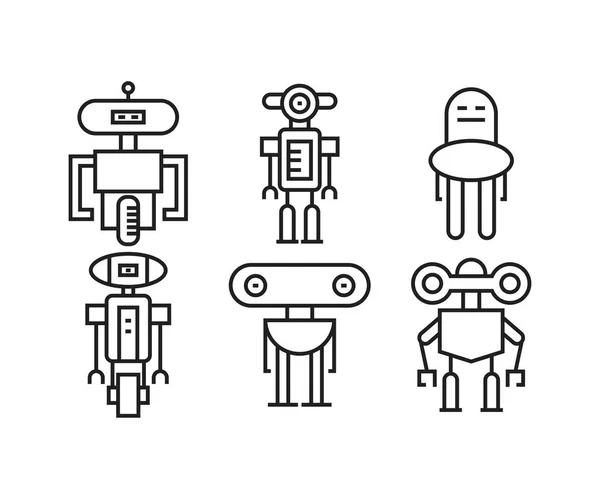 Robot Character Icons Line Vector Illustration — Stock Vector
