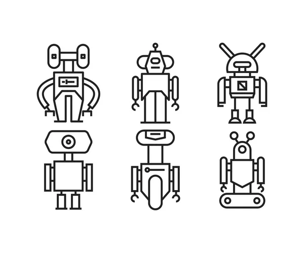 Απεικόνιση Διανυσμάτων Γραμμών Εικονιδίων Ρομπότ — Διανυσματικό Αρχείο
