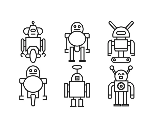 Ikona Robota Zestaw Linii Wektor Ilustracja — Wektor stockowy