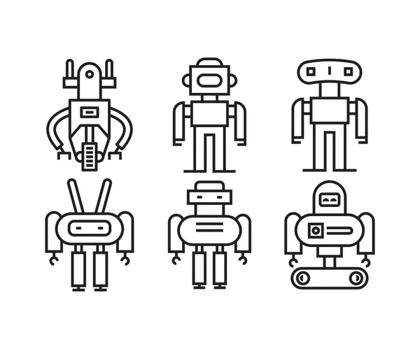 Roboter Symbol Setzt Linien Vektor Illustration — Stockvektor
