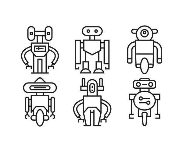 Ícone Robô Conjunto Linha Vetor Ilustração —  Vetores de Stock