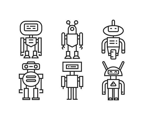 Roboter Symbole Setzen Vektorillustration — Stockvektor