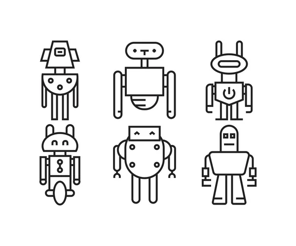 Ícones Robô Conjunto Ilustração Vetorial —  Vetores de Stock