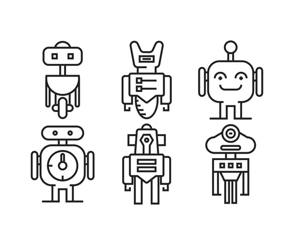 Ícones Robô Conjunto Ilustração Vetorial — Vetor de Stock