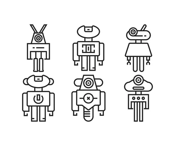 Roboter Symbole Setzen Vektorillustration — Stockvektor