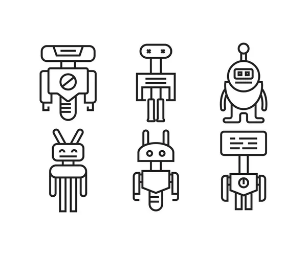 Robot Icono Conjunto Línea Vector Ilustración — Archivo Imágenes Vectoriales