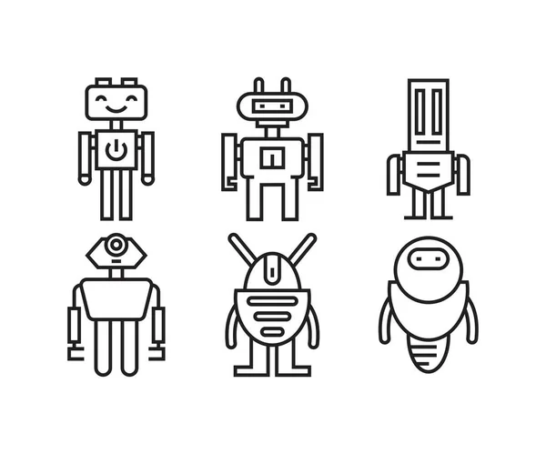 Robot Icono Conjunto Línea Vector Ilustración — Vector de stock