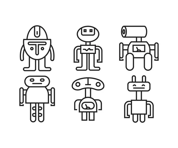 stock vector robot icon set line vector illustration