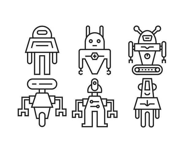Robot Ikon Ställa Linje Vektor Illustration — Stock vektor