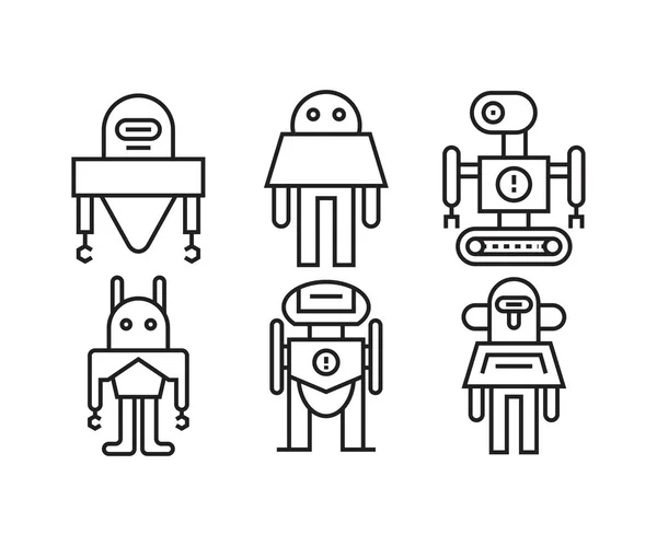Roboter Symbol Setzt Linien Vektor Illustration — Stockvektor