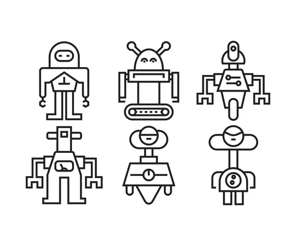 Ícone Robô Conjunto Linha Vetor Ilustração — Vetor de Stock