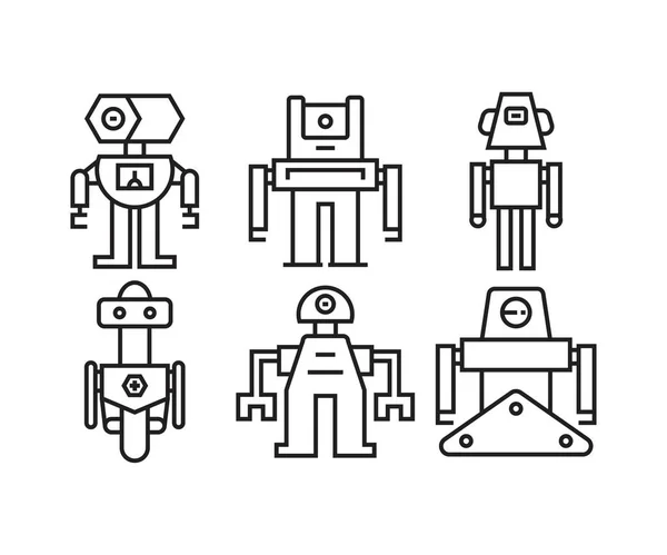 Robot Icono Conjunto Línea Vector Ilustración — Vector de stock