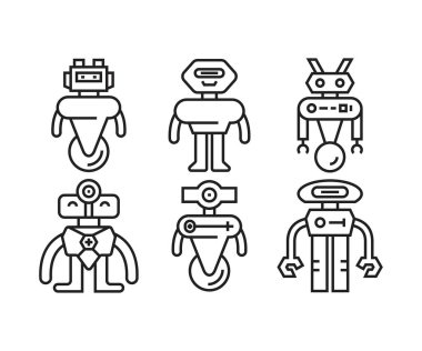çizgi robot simgeleri çizgi çizimi