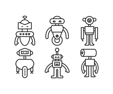 çizgi robot simgeleri çizgi çizimi