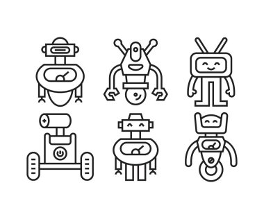çizgi robot simgeleri çizgi çizimi
