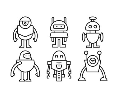 çizgi robot simgeleri çizgi çizimi
